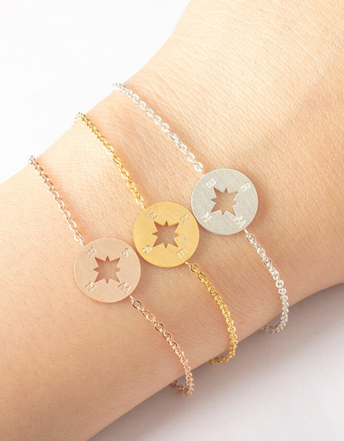 Load image into Gallery viewer, Gold Compass Bracelet Stainless Steel Dainty Disc
